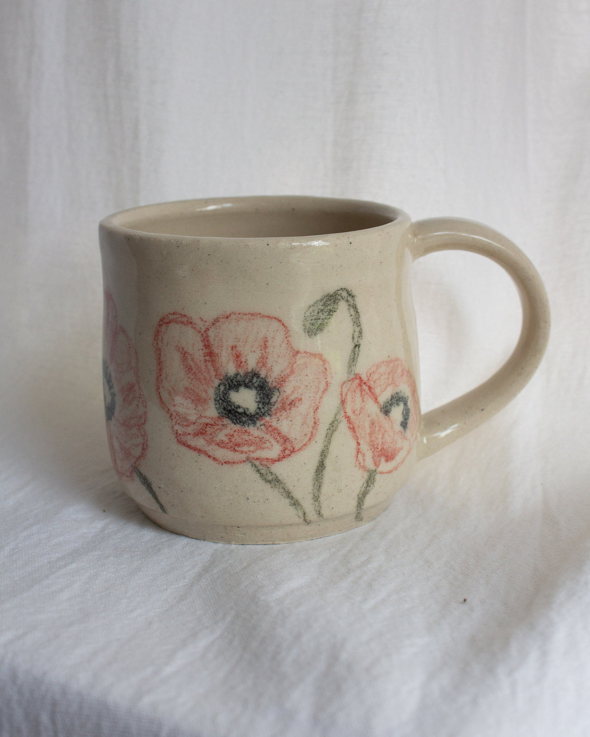 Hand Drawn Red Poppy Mug No. 23