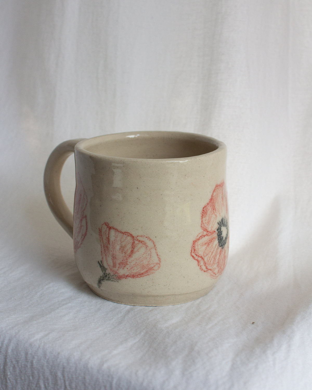 Hand Drawn Red Poppy Mug No. 23