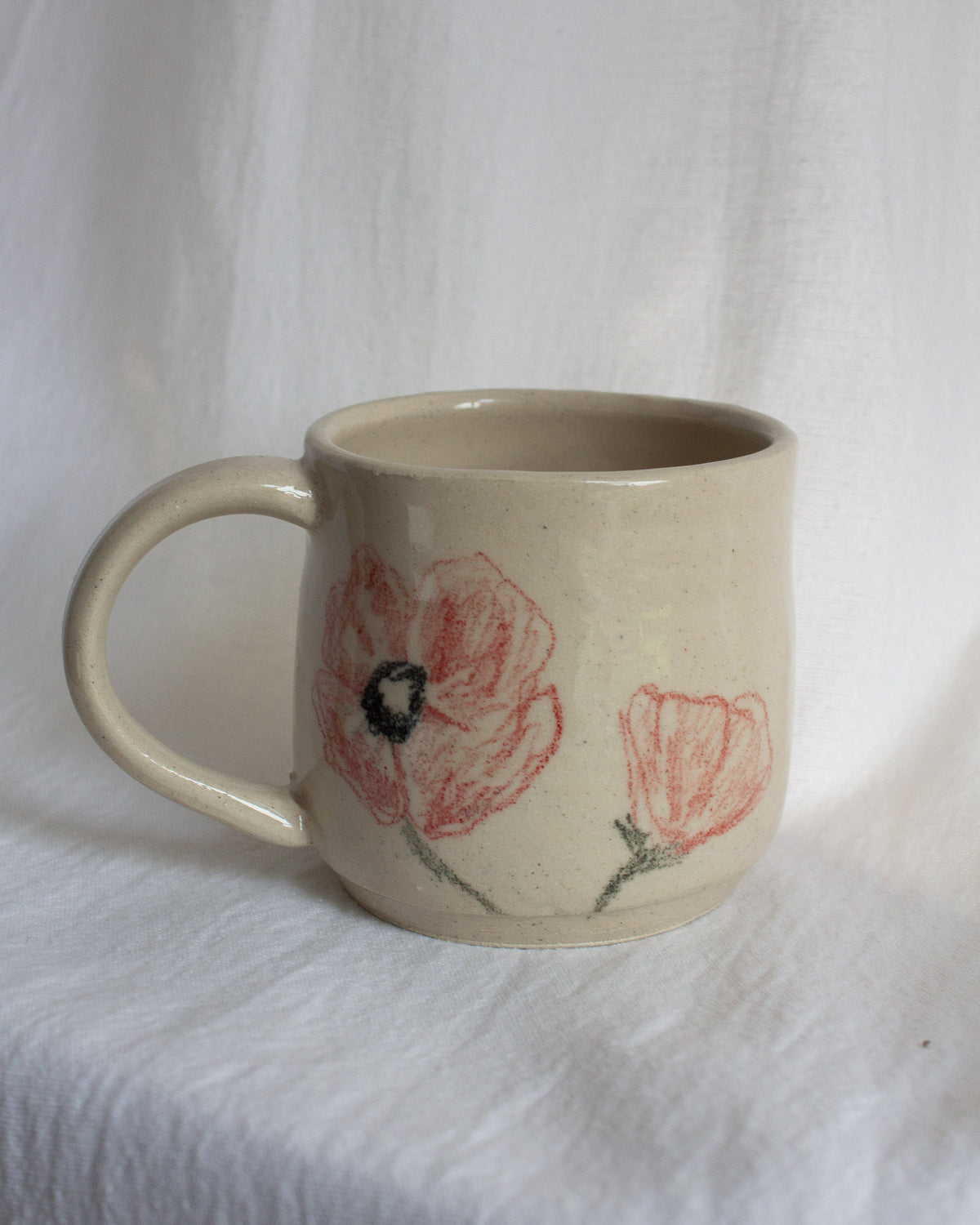 Hand Drawn Red Poppy Mug No. 23