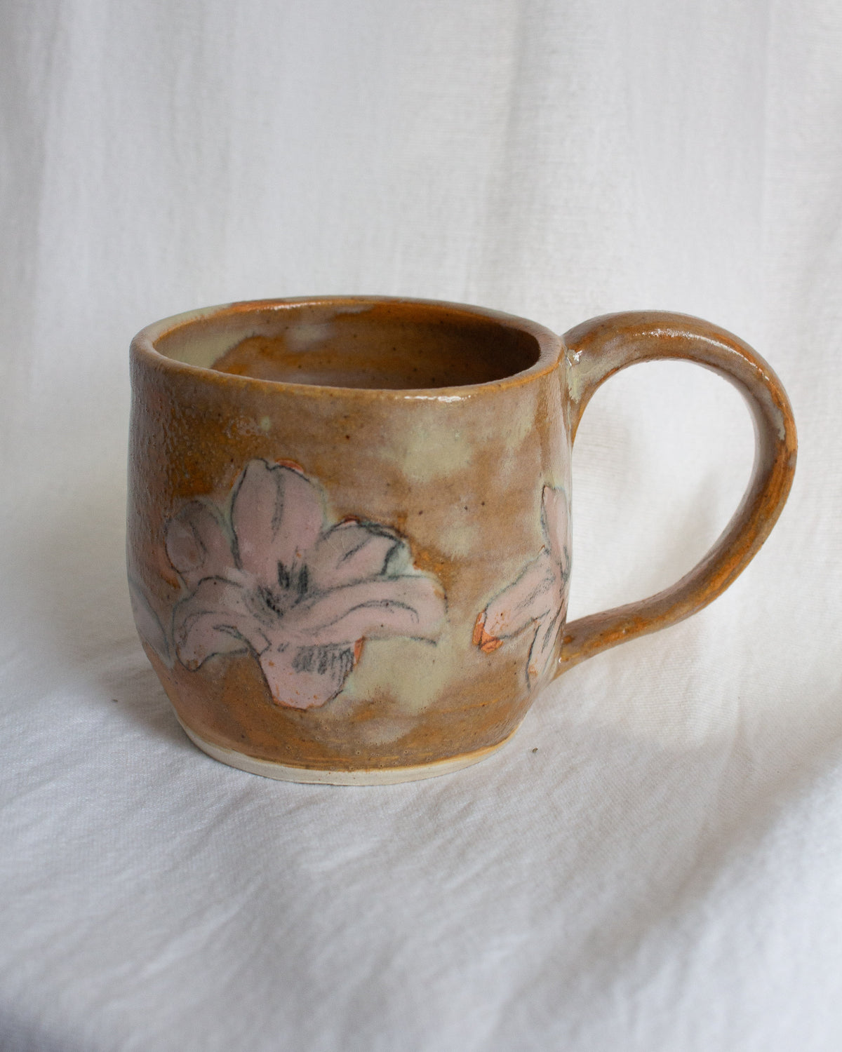 Hand Painted Orange and Pink Lily Mug No. 20