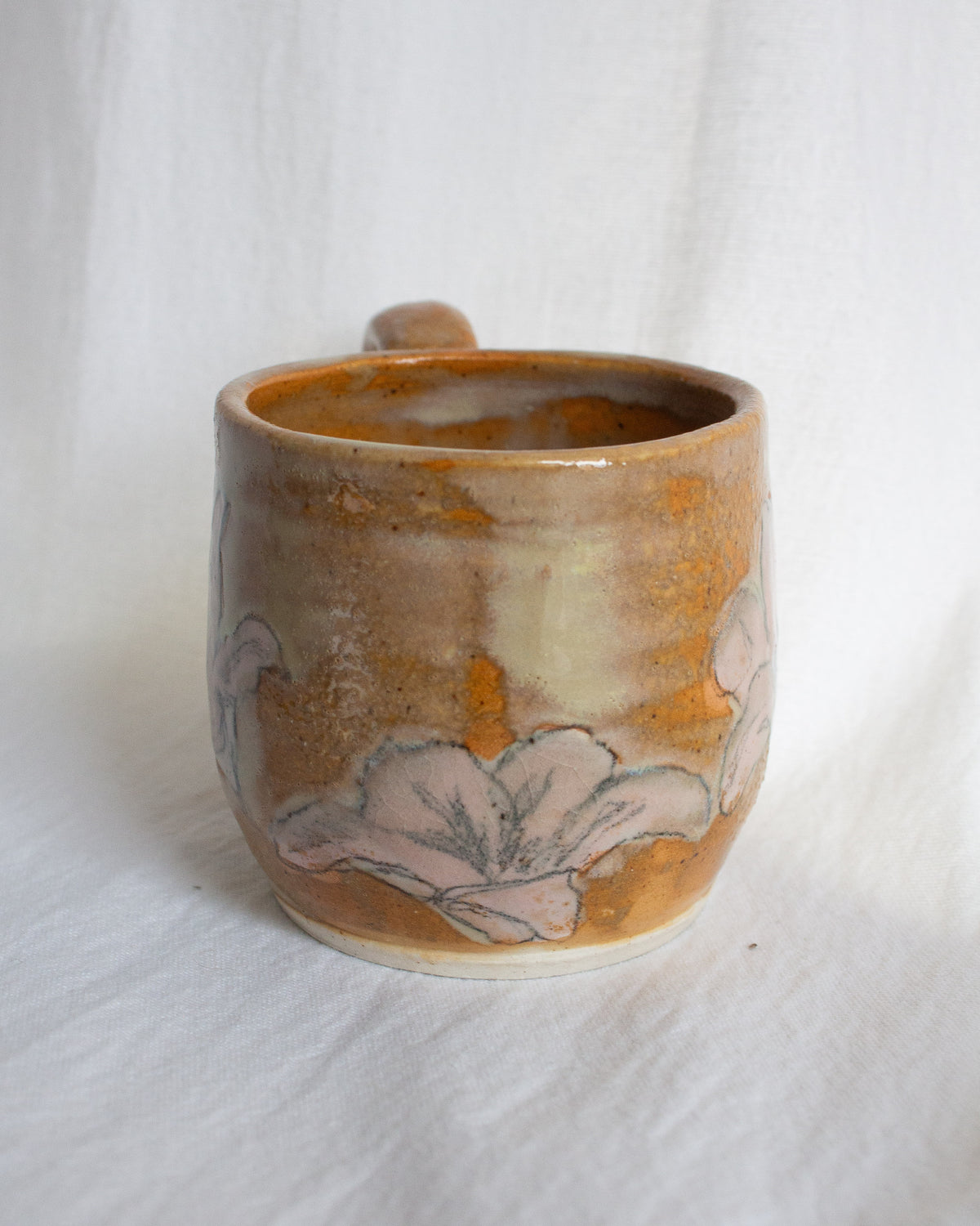 Hand Painted Orange and Pink Lily Mug No. 20