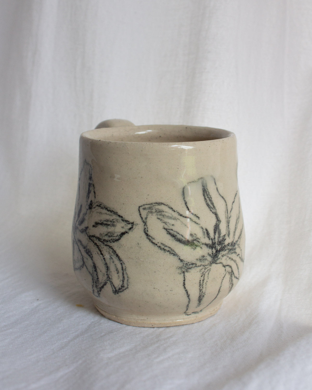 Hand Drawn Black and White Lily Mug No. 18