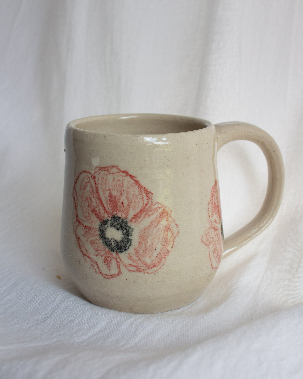 Hand Drawn Red Poppy Mug No. 16