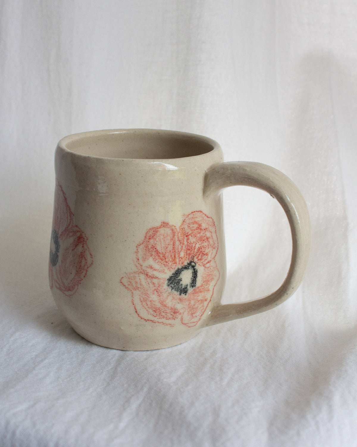 Hand Drawn Red Poppy Mug No. 16