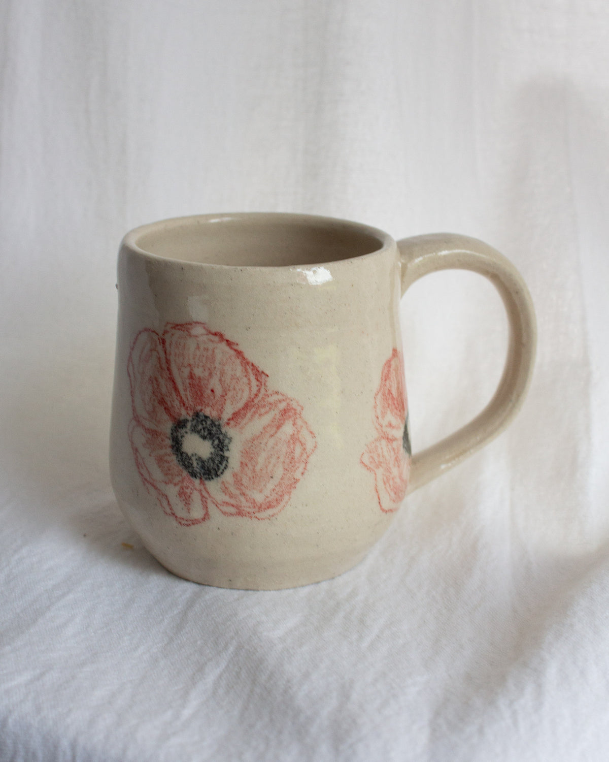 Hand Drawn Red Poppy Mug No. 16