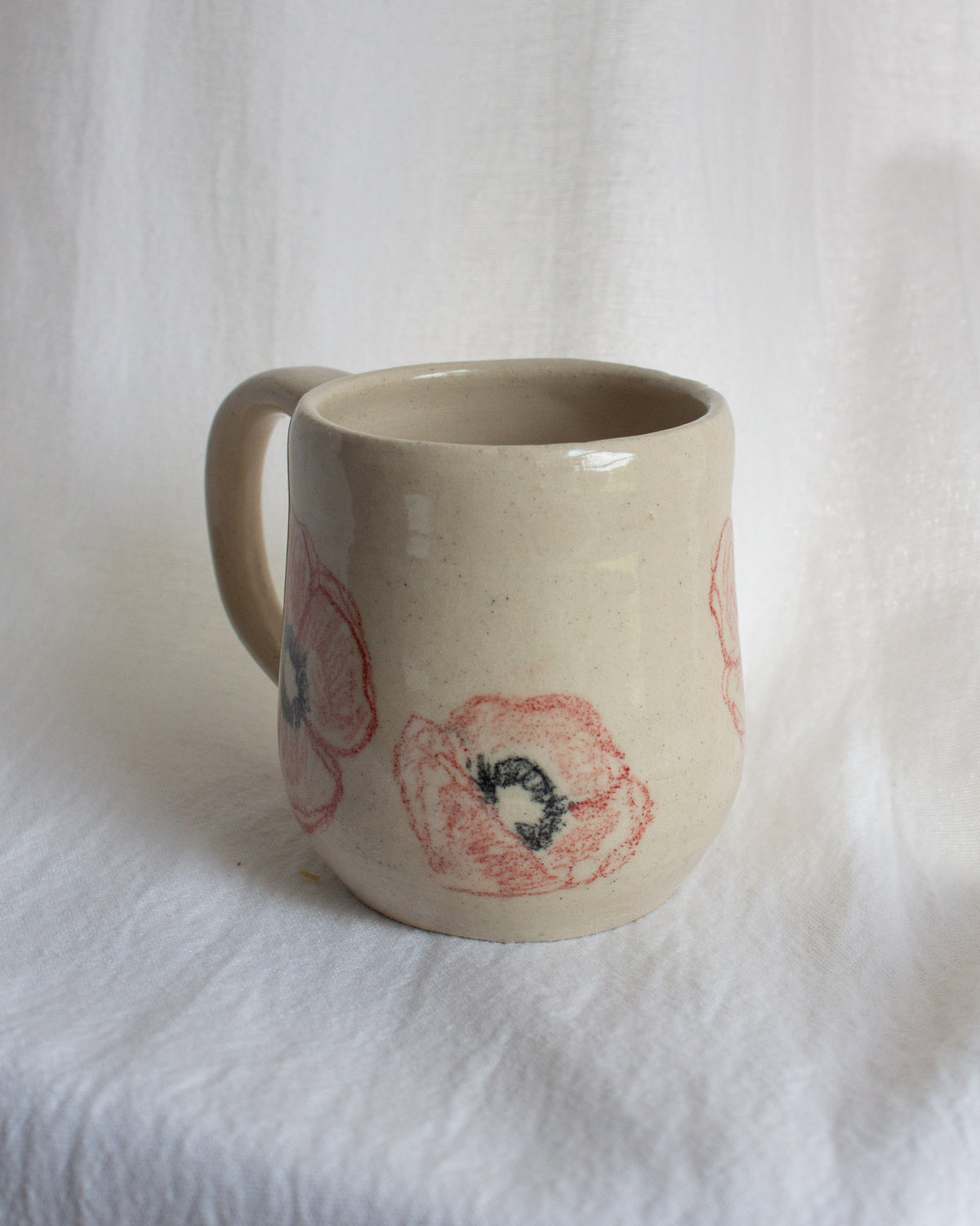 Hand Drawn Red Poppy Mug No. 16