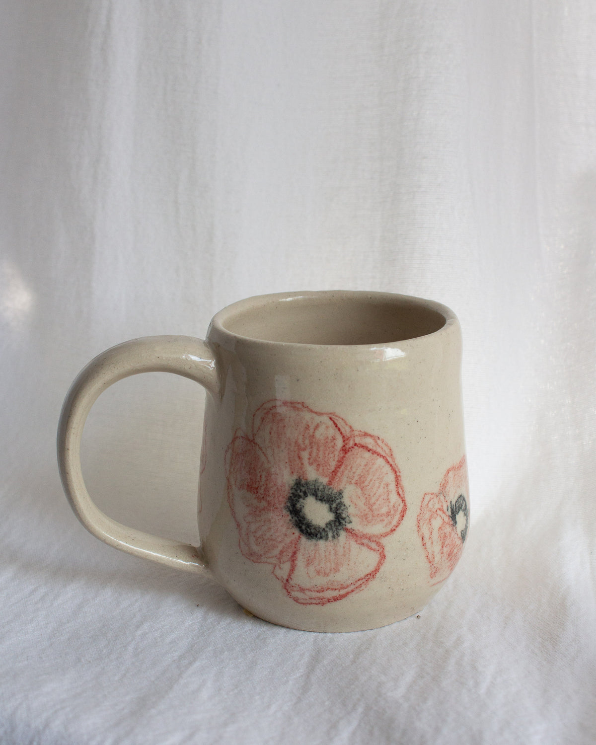 Hand Drawn Red Poppy Mug No. 16