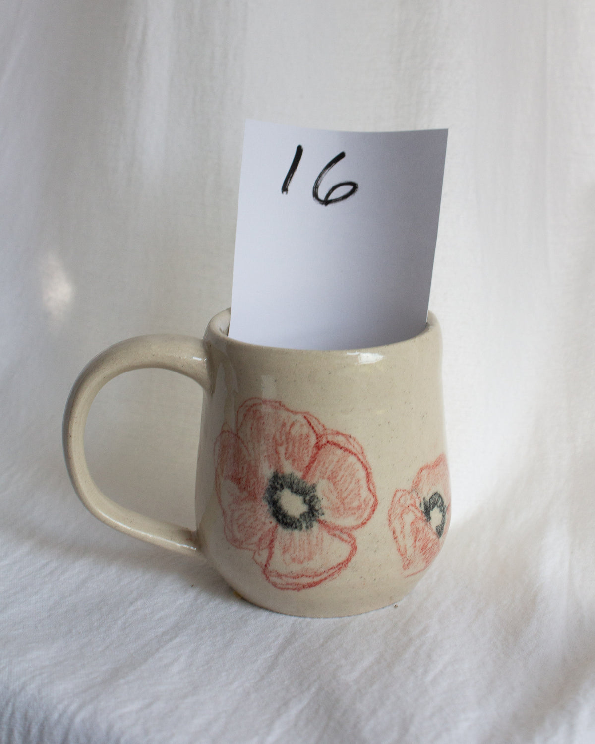 Hand Drawn Red Poppy Mug No. 16