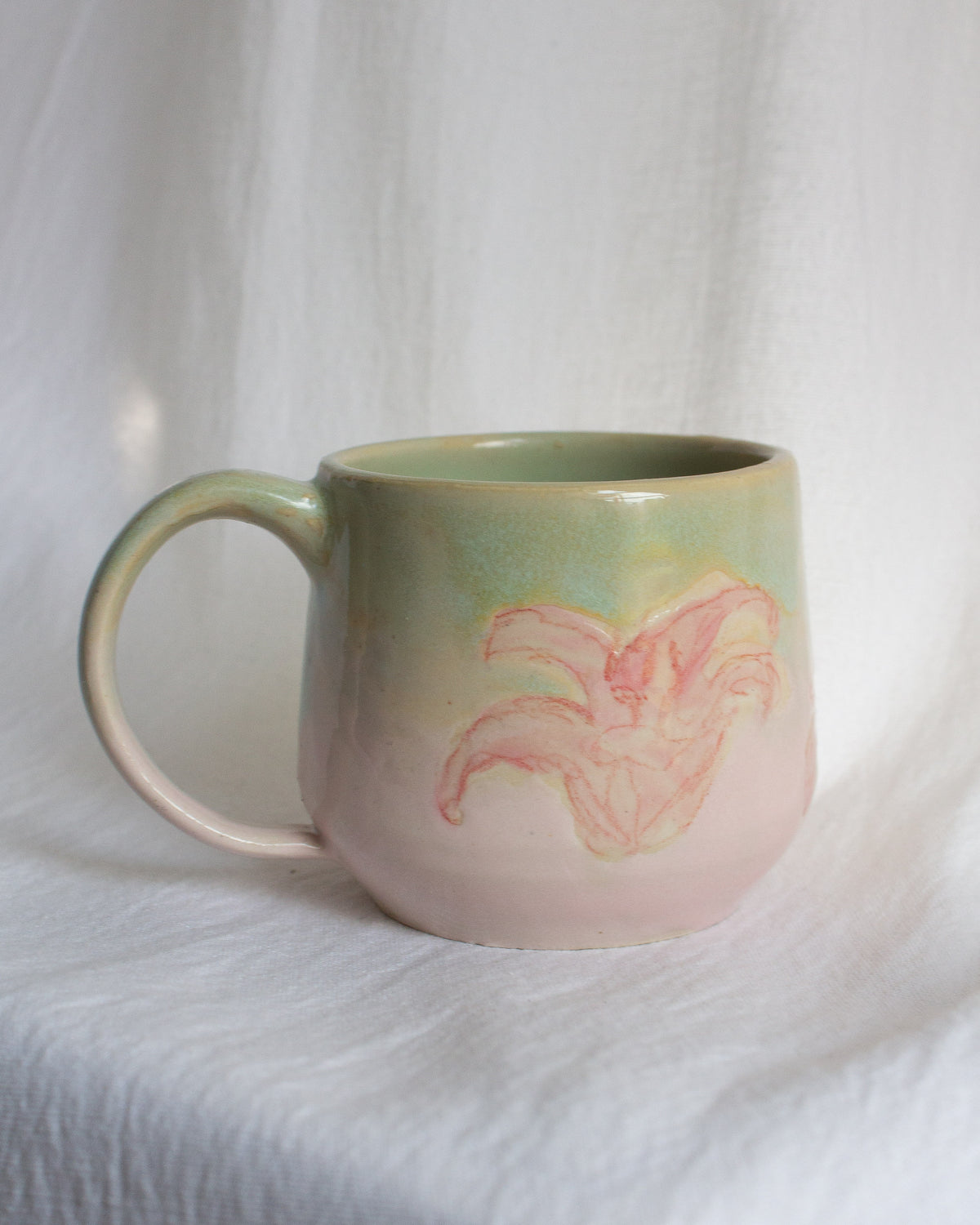 SMALL Hand Painted Pink Lily Mug No. 15