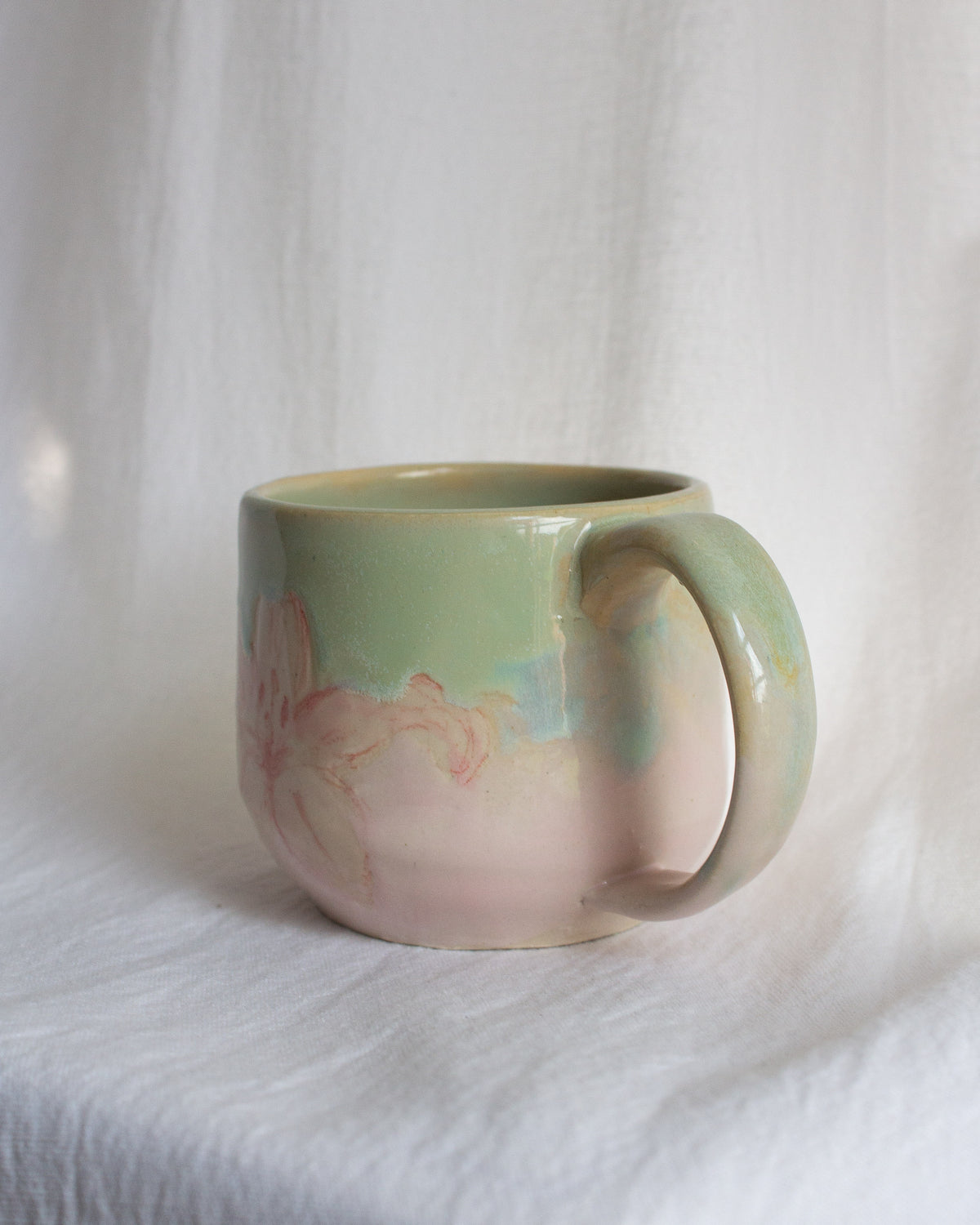 SMALL Hand Painted Pink Lily Mug No. 15