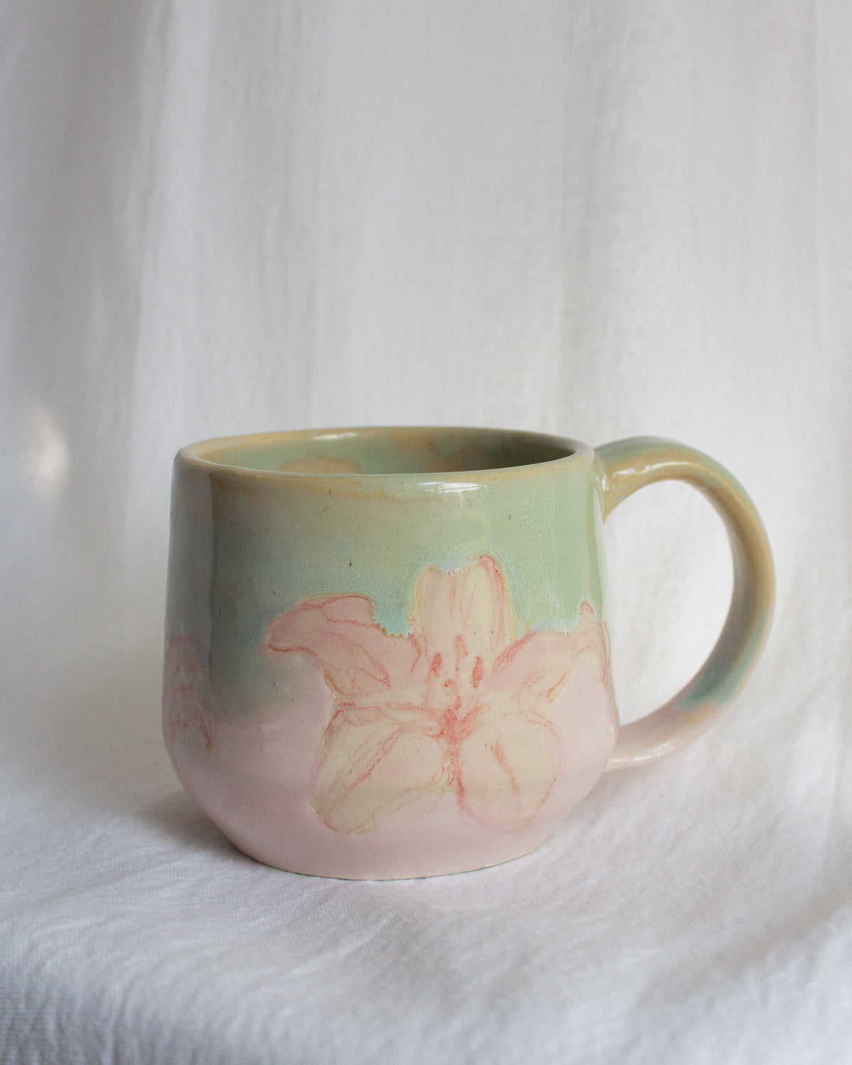 SMALL Hand Painted Pink Lily Mug No. 15
