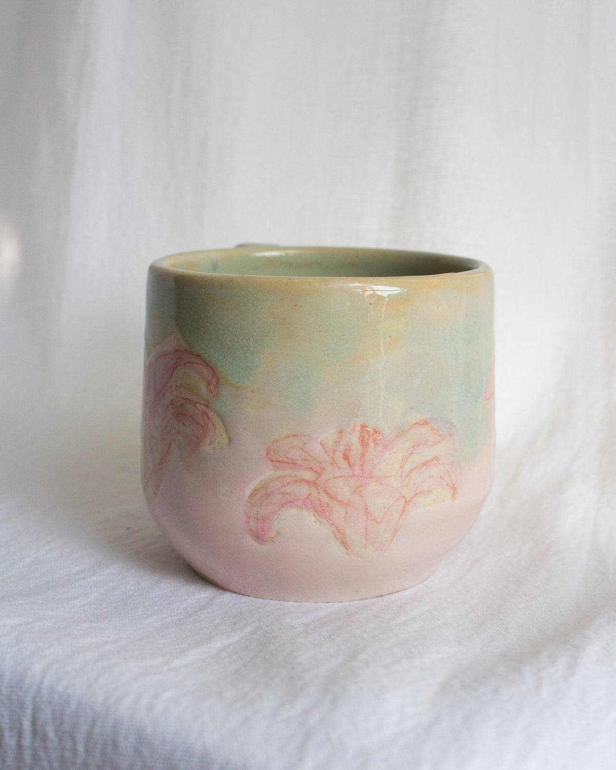 SMALL Hand Painted Pink Lily Mug No. 15
