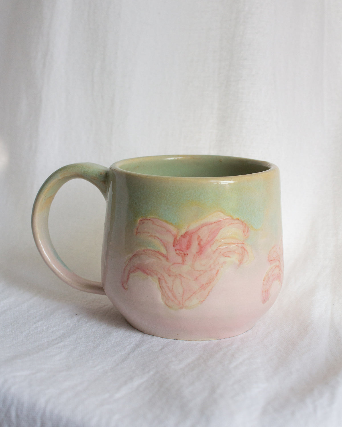 SMALL Hand Painted Pink Lily Mug No. 15