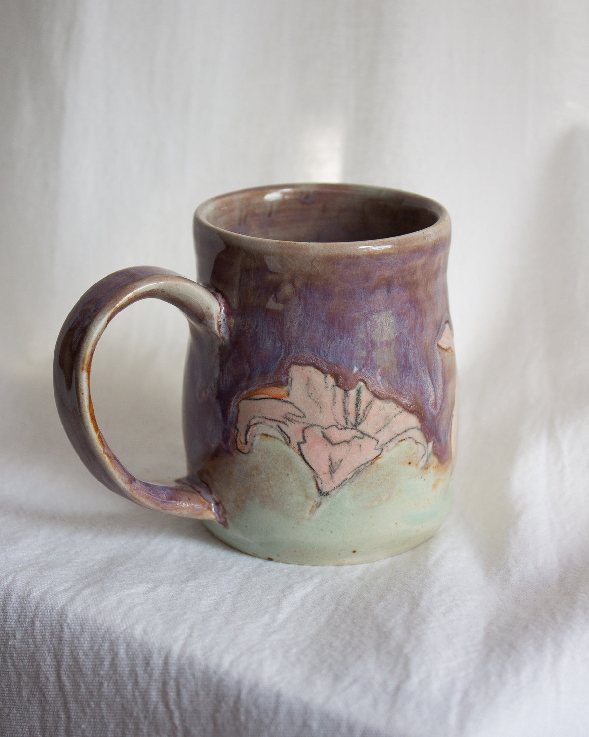 Hand Painted Pink and Purple Lily Mug No. 7