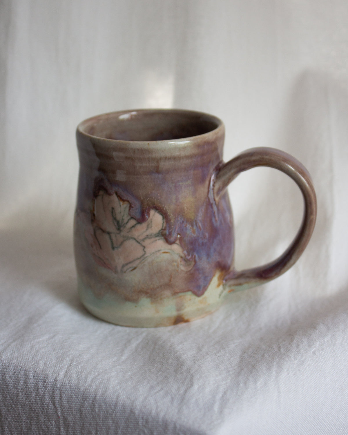 Hand Painted Pink and Purple Lily Mug No. 7