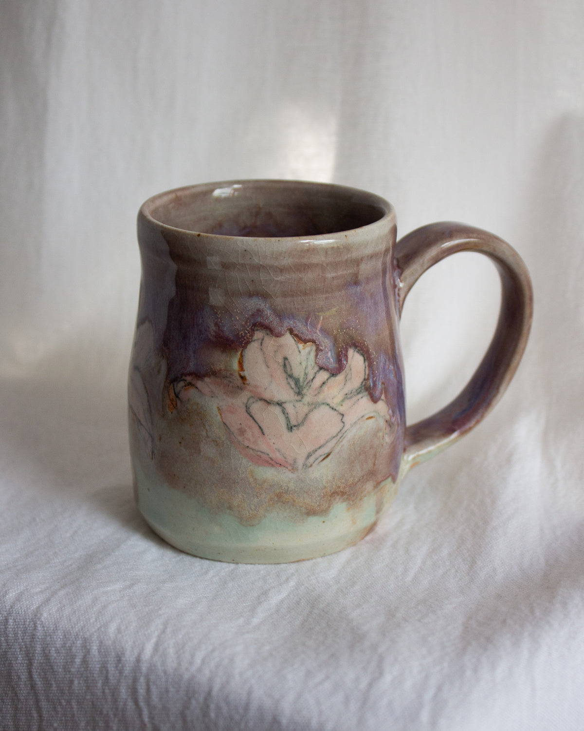 Hand Painted Pink and Purple Lily Mug No. 7