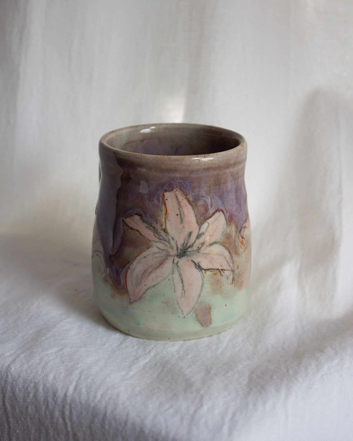 Hand Painted Pink and Purple Lily Mug No. 7
