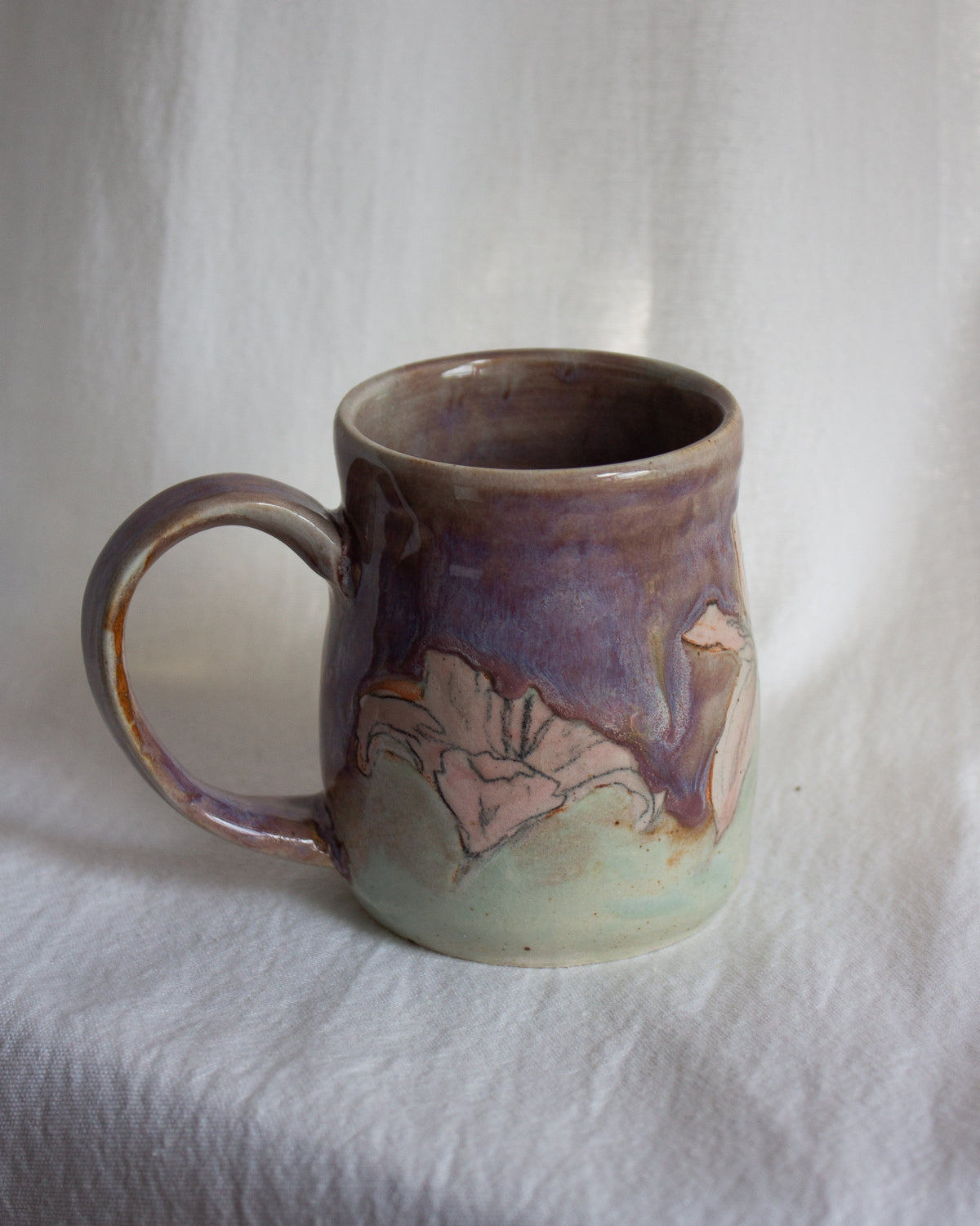 Hand Painted Pink and Purple Lily Mug No. 7