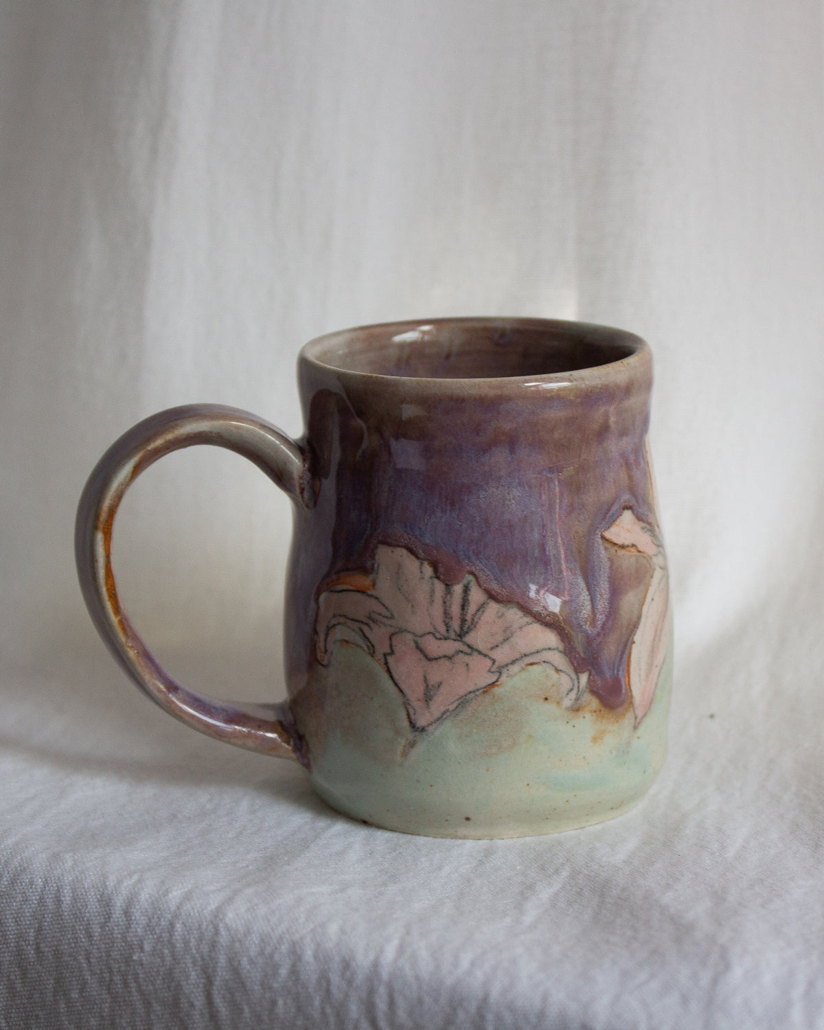 Hand Painted Pink and Purple Lily Mug No. 7
