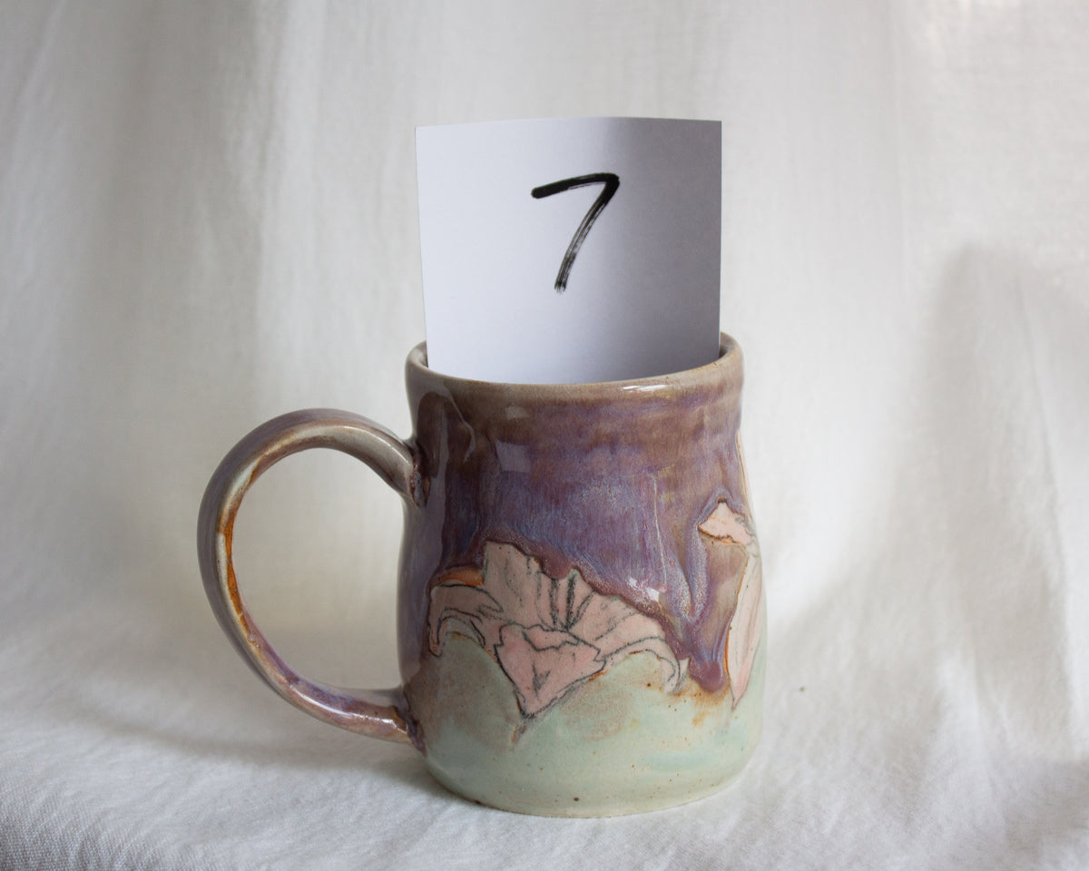 Hand Painted Pink and Purple Lily Mug No. 7