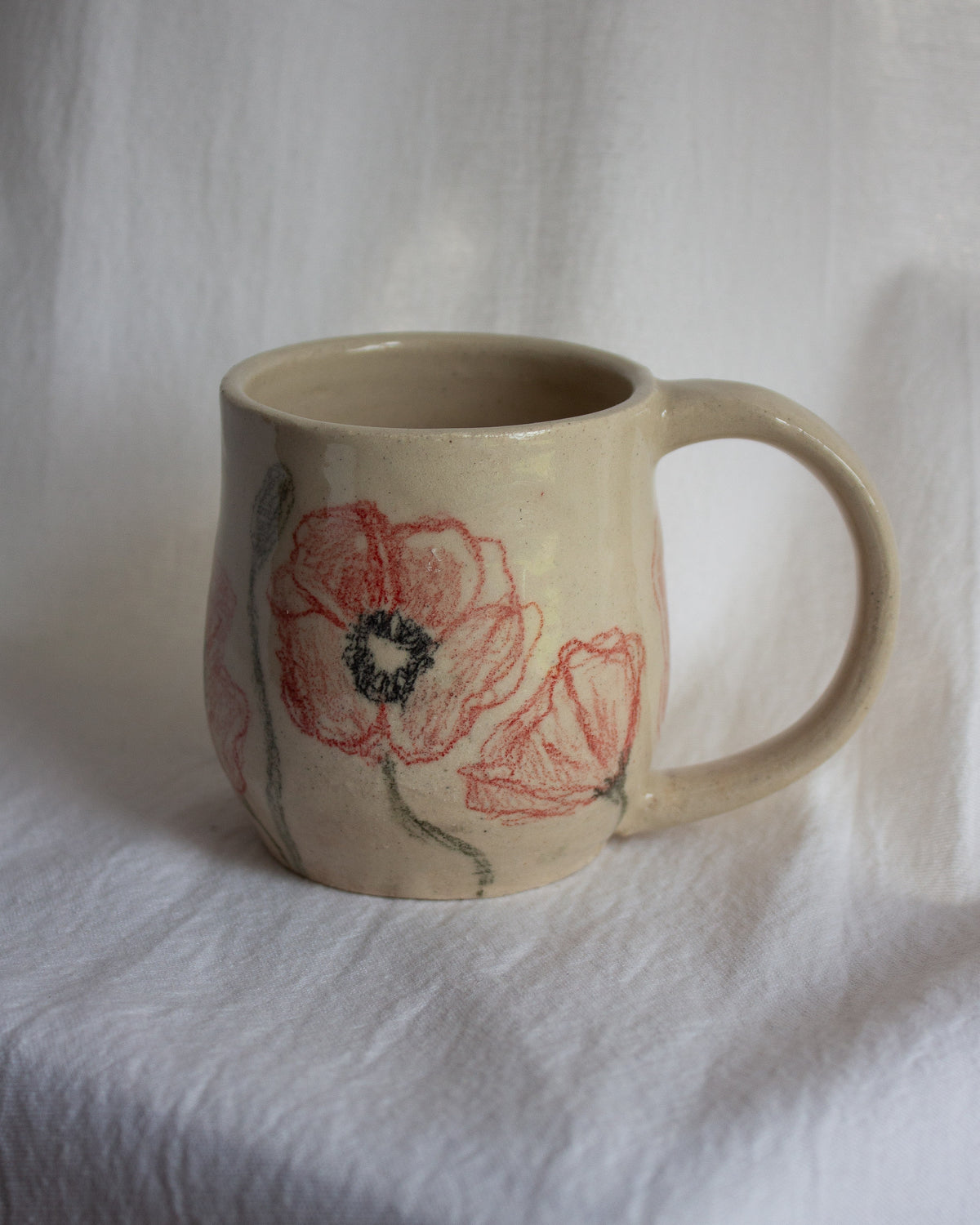 Hand Drawn Poppy Mug No. 6
