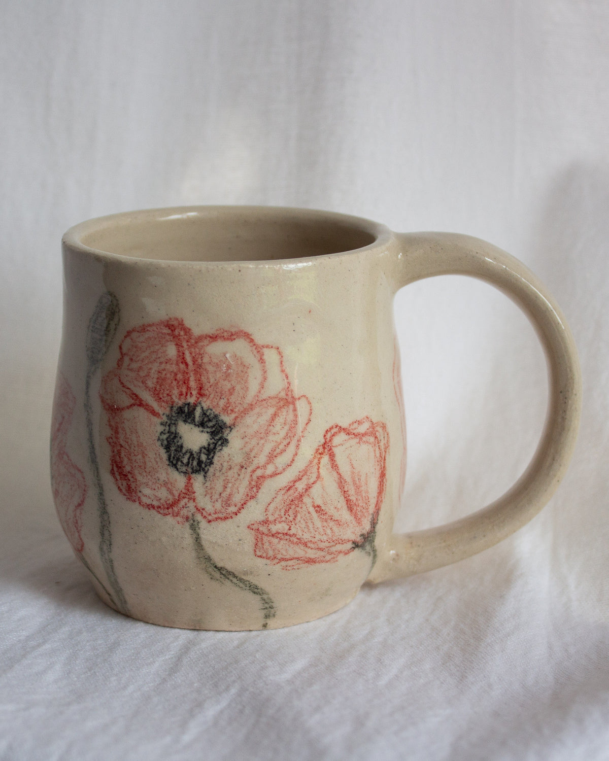 Hand Drawn Poppy Mug No. 6