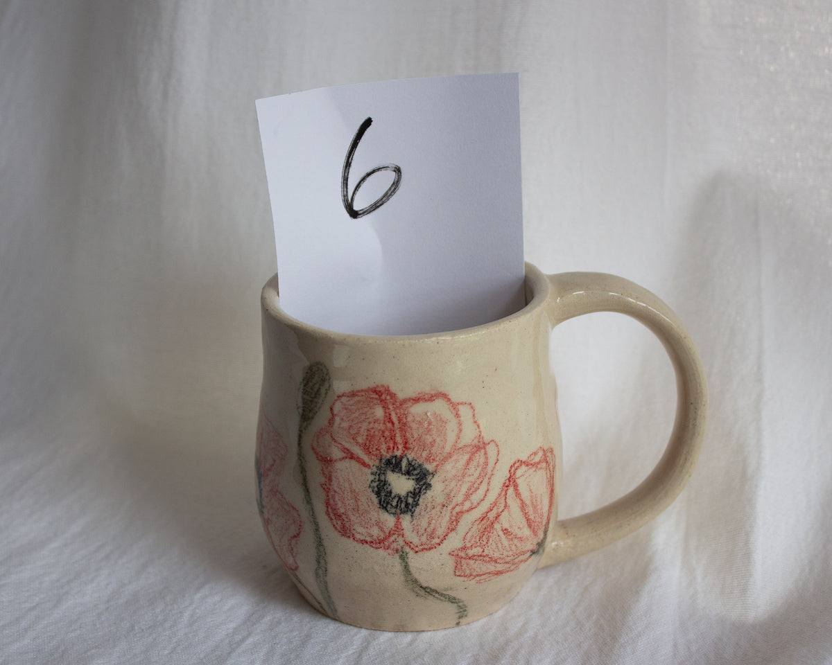 Hand Drawn Poppy Mug No. 6