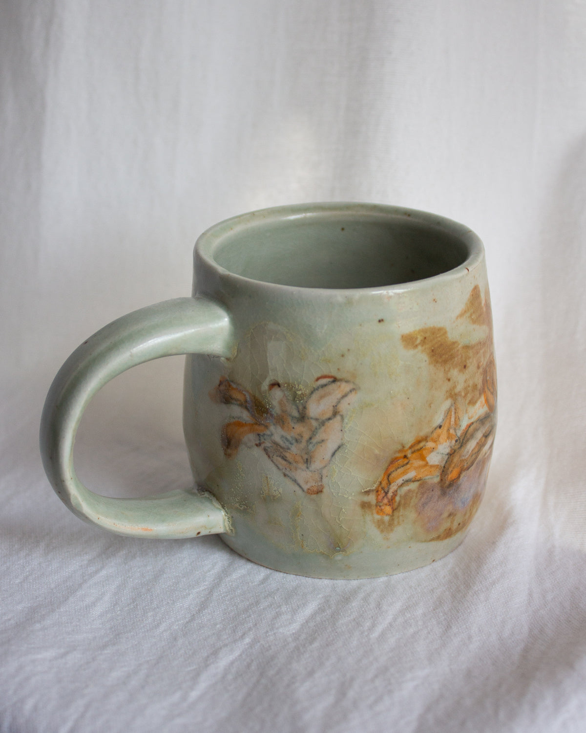 Hand Painted Turquoise and Orange Lily Mug No. 5