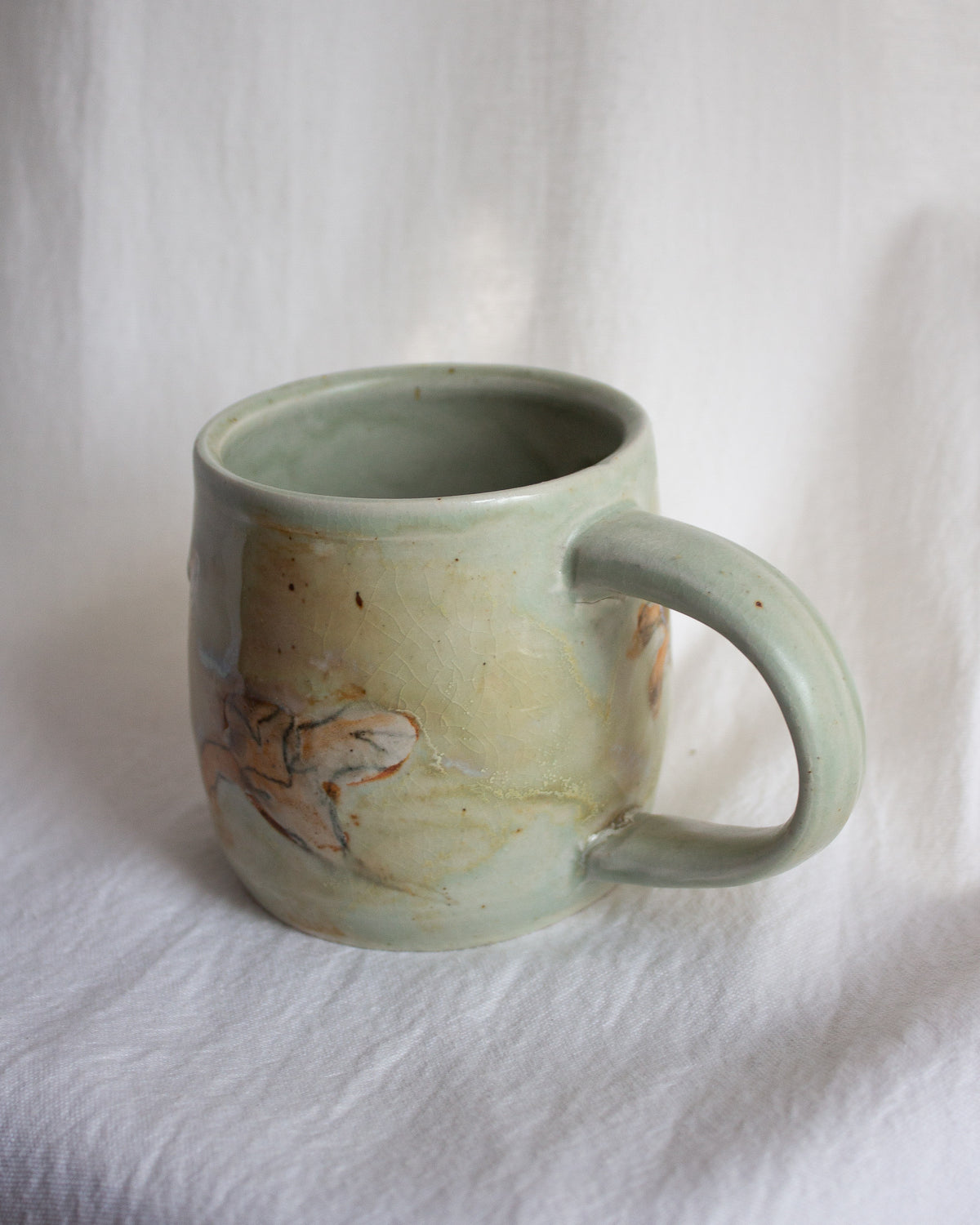 Hand Painted Turquoise and Orange Lily Mug No. 5