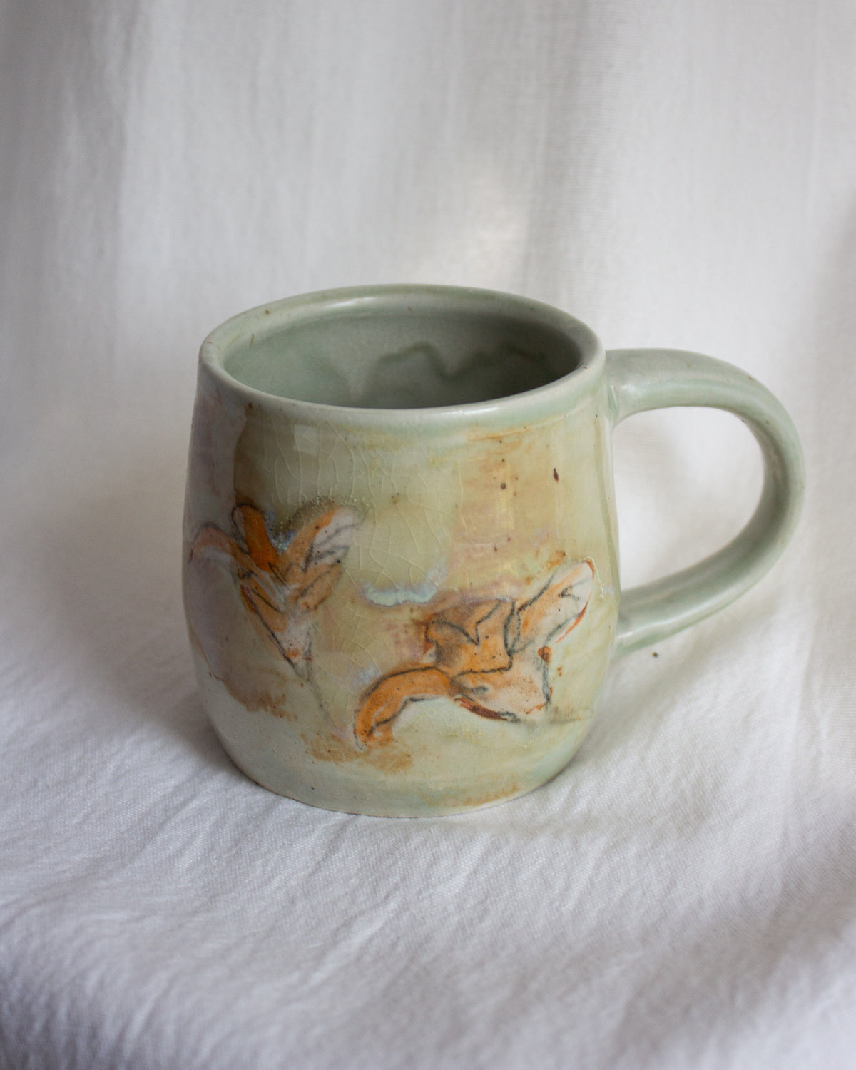 Hand Painted Turquoise and Orange Lily Mug No. 5