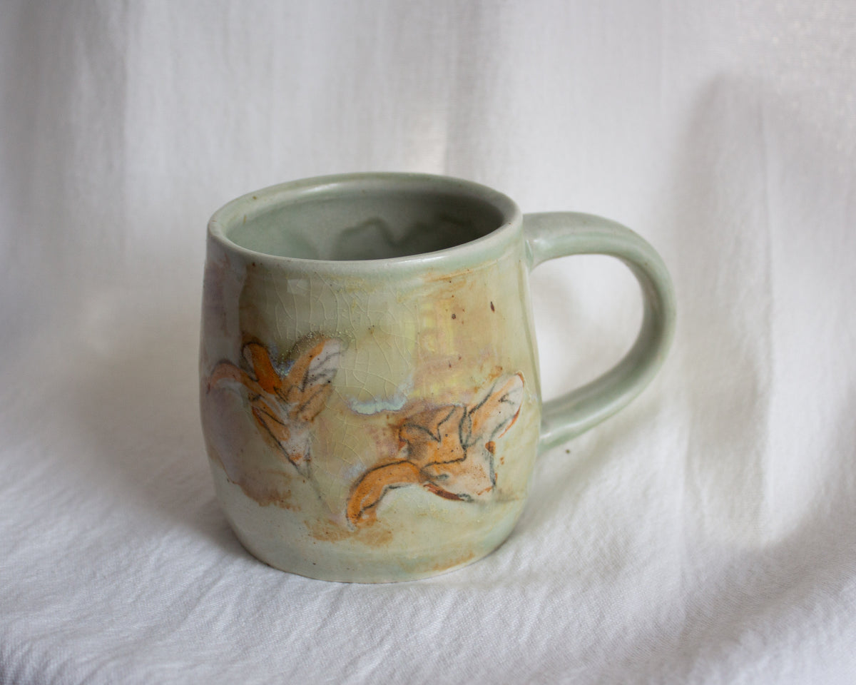 Hand Painted Turquoise and Orange Lily Mug No. 5