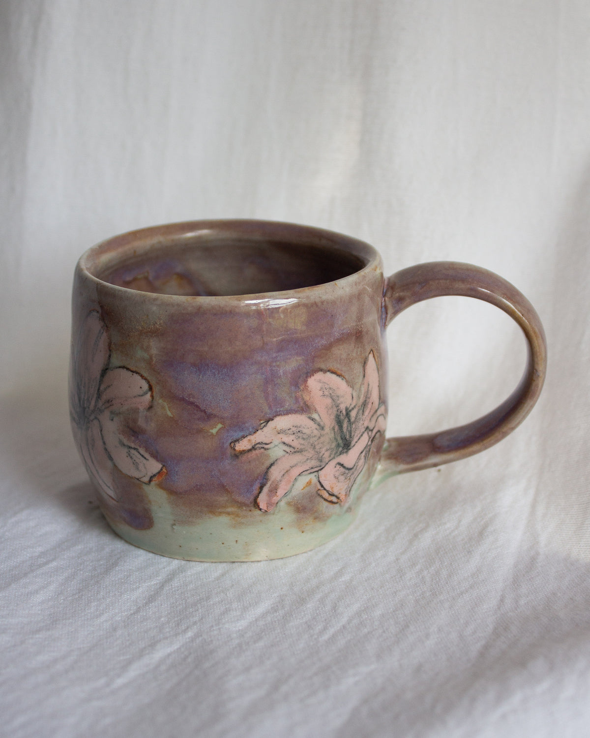 Hand Painted Pink and Purple Lily Mug No. 4