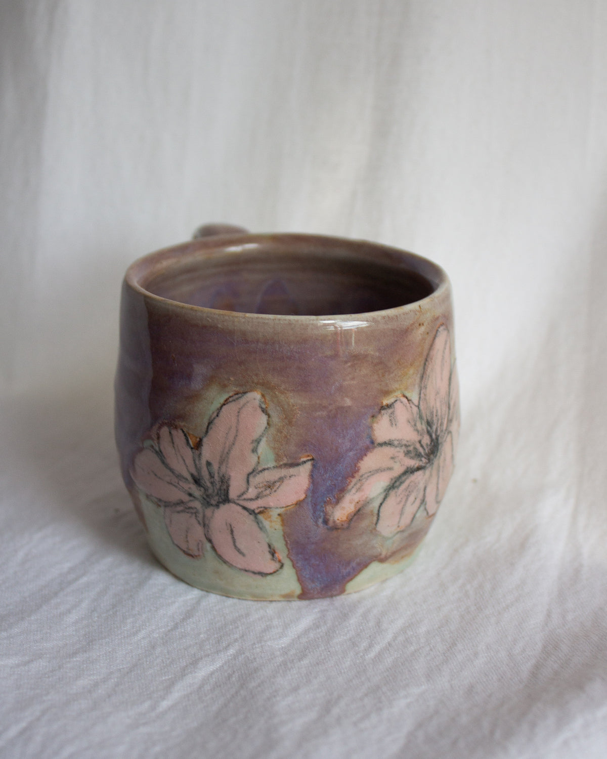 Hand Painted Pink and Purple Lily Mug No. 4