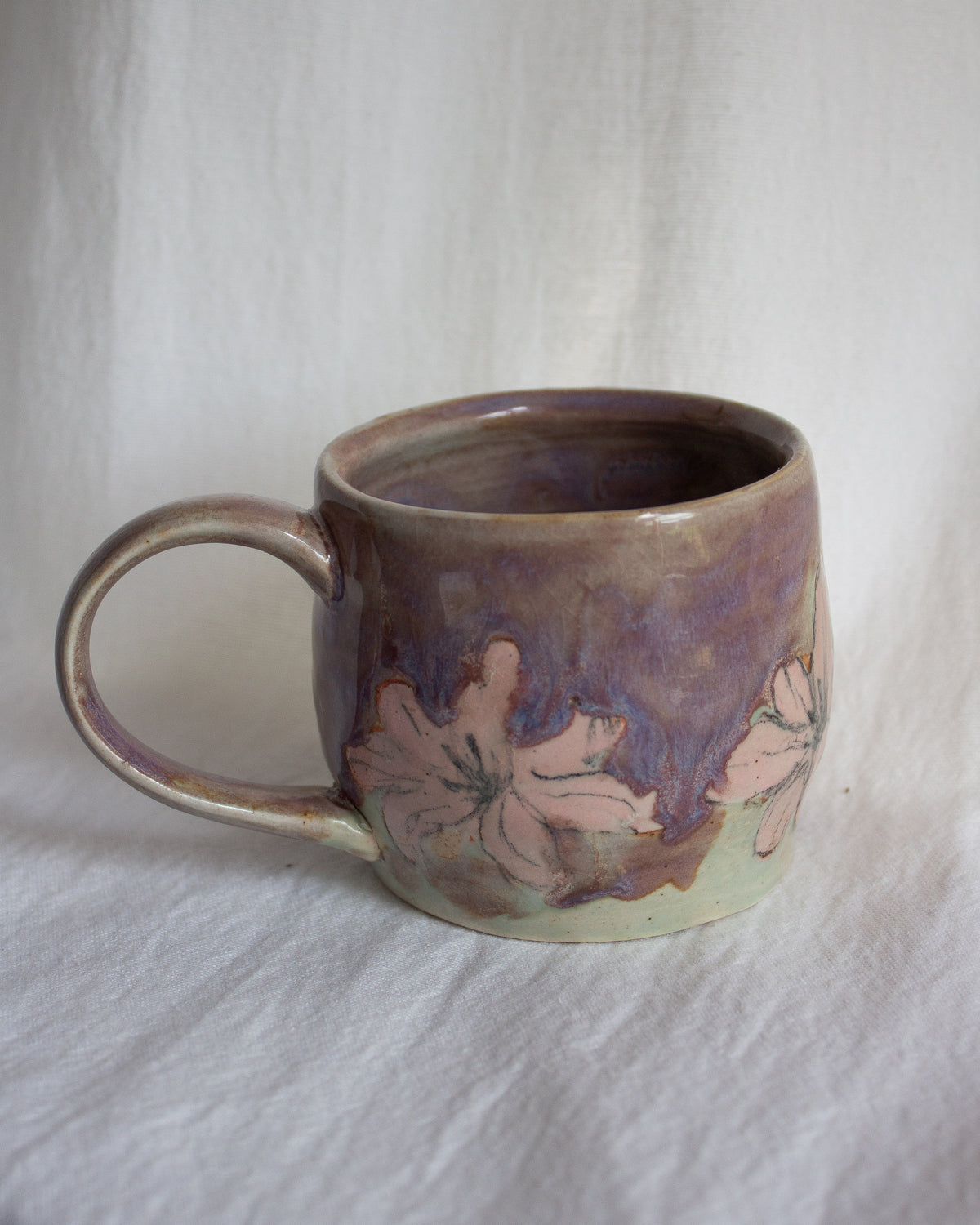 Hand Painted Pink and Purple Lily Mug No. 4