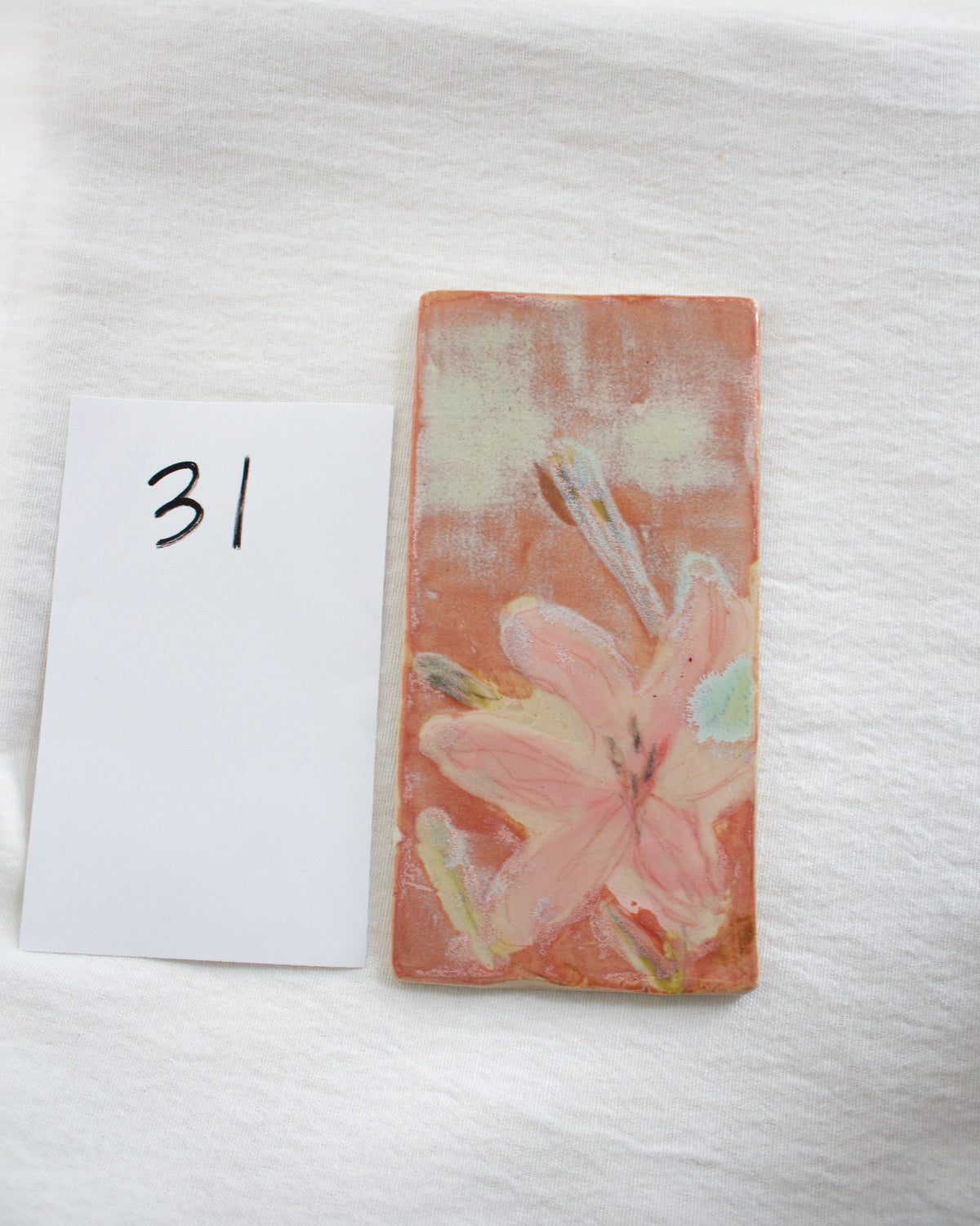Pink Lily 3 inch x 6 inch Ceramic Tile No. 59