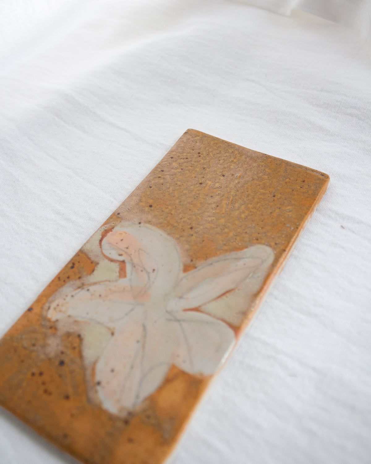 Orange Textured Lily 3 inch by 6 inch Ceramic Tile No. 67