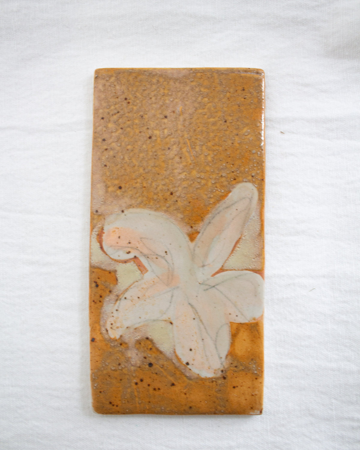 Orange Textured Lily 3 inch by 6 inch Ceramic Tile No. 67