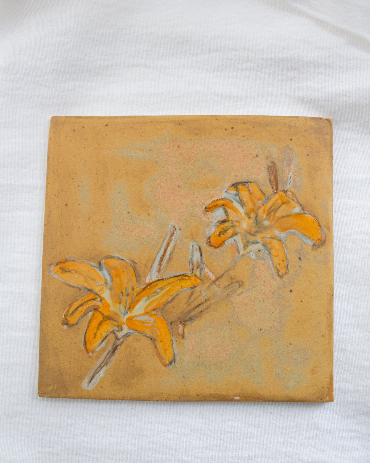 Orange Matte Daylily 6 inch Ceramic Tile No. 51