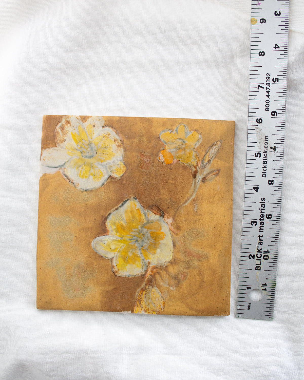 Orange Brown and Yellow 6 inch Ceramic Tile No. 46