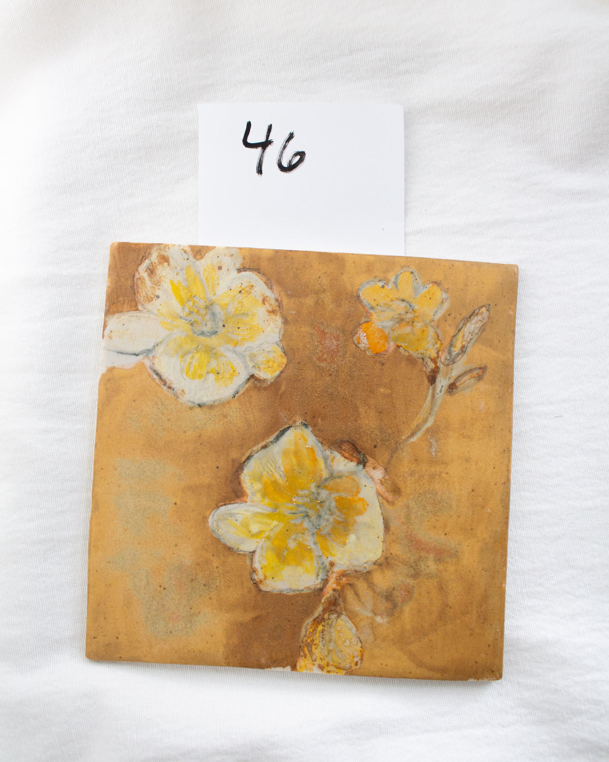Orange Brown and Yellow 6 inch Ceramic Tile No. 46
