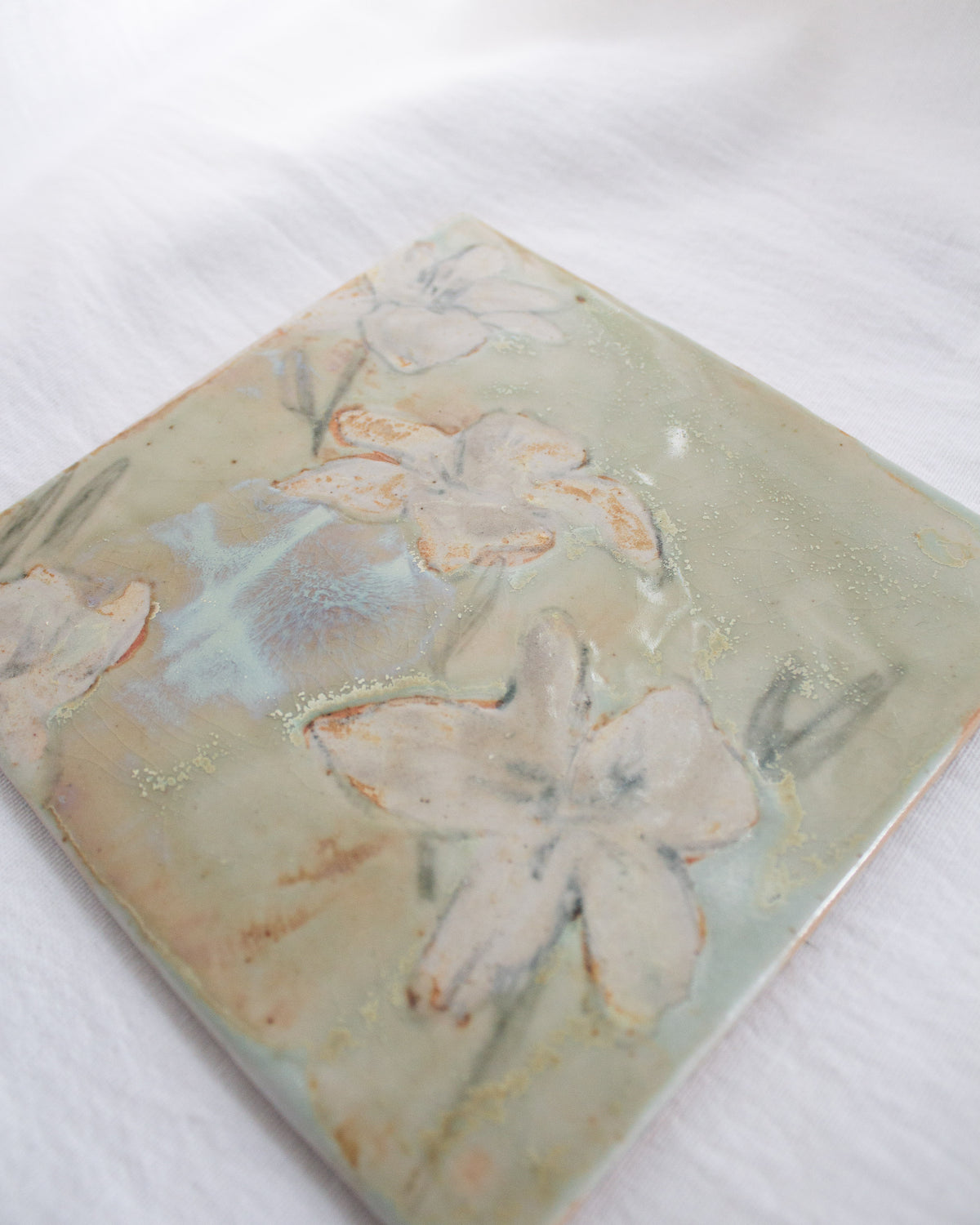 Turquoise Daylily 6 inch Ceramic Tile No. 45