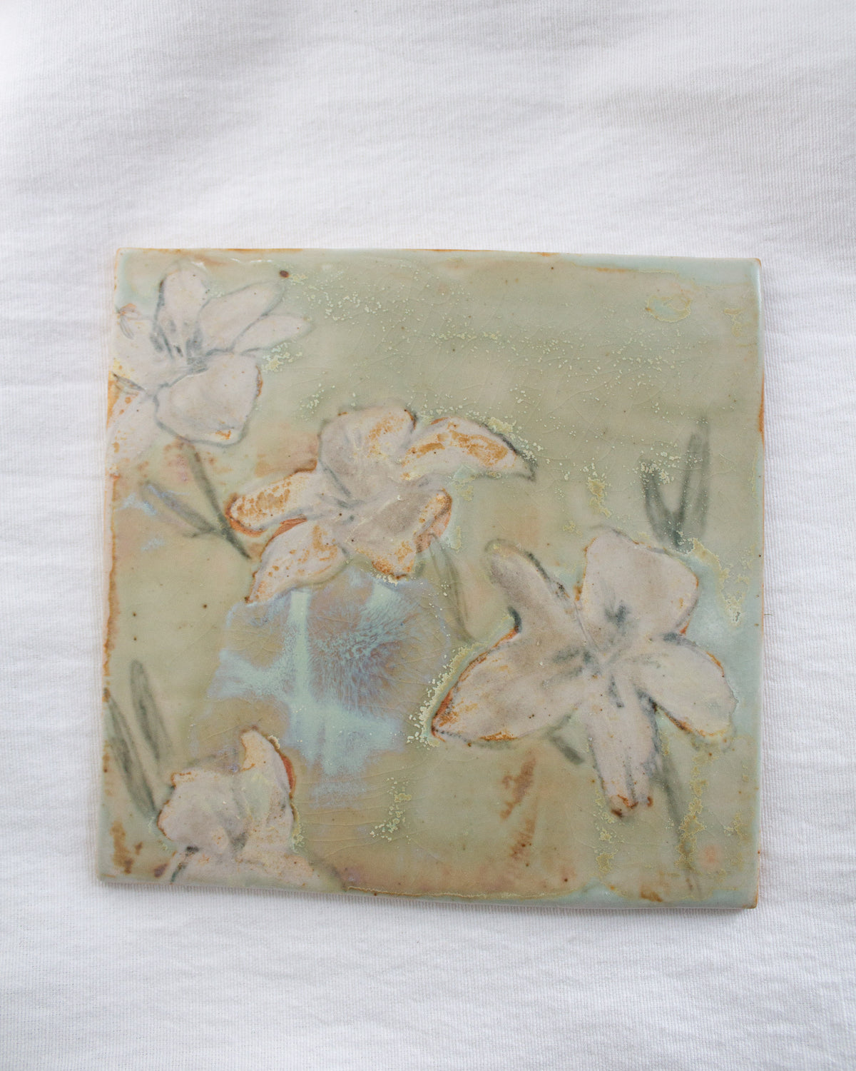 Turquoise Daylily 6 inch Ceramic Tile No. 45