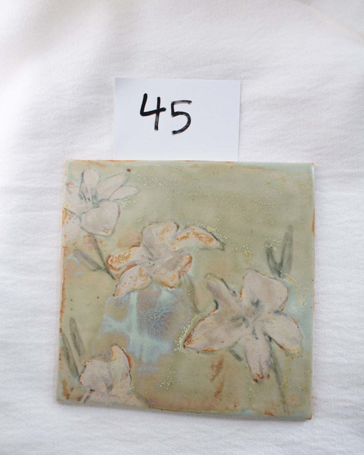 Turquoise Daylily 6 inch Ceramic Tile No. 45