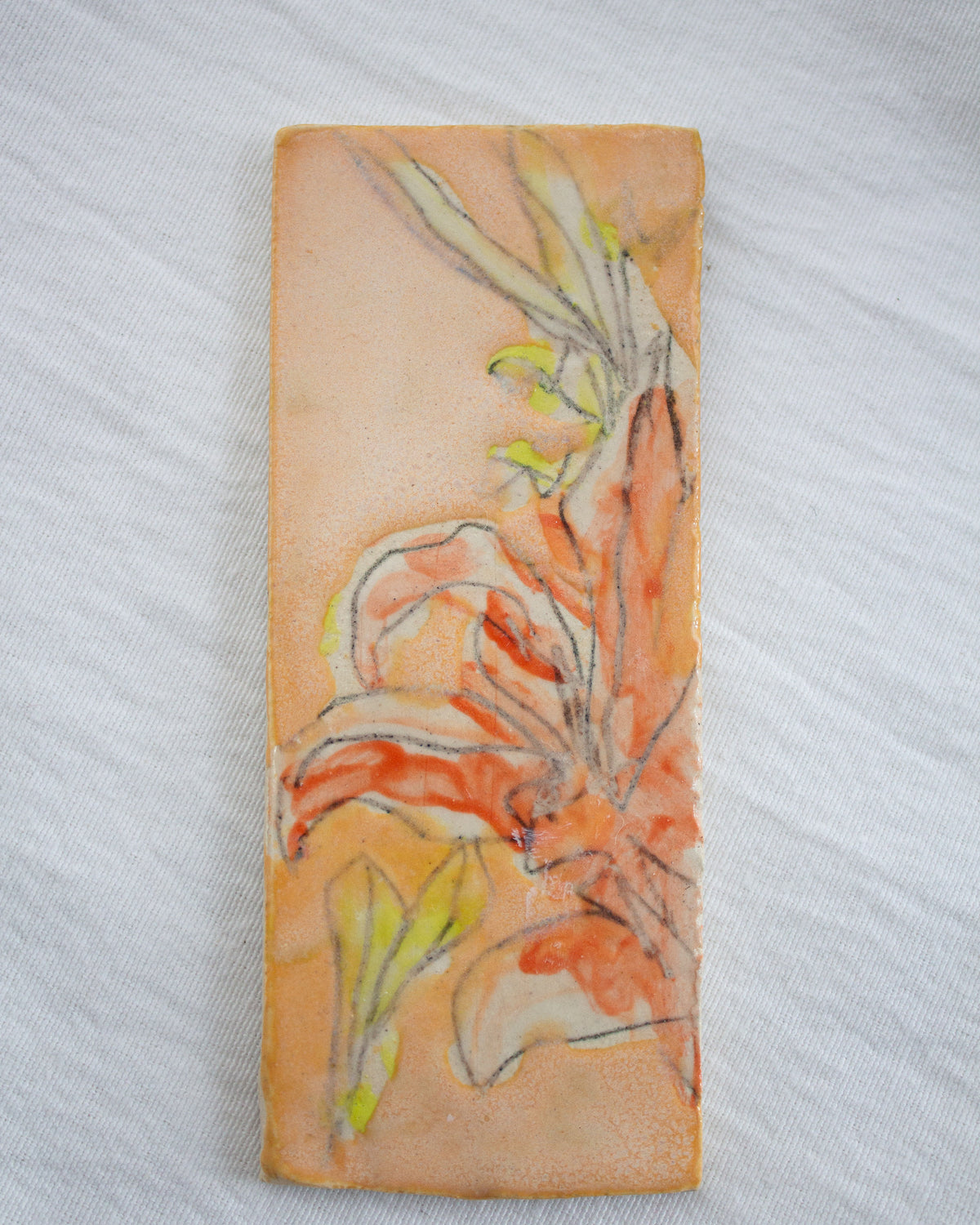 Mini Coral Orange Daylily 2 inch x 5 inch Ceramic Tile No. 34