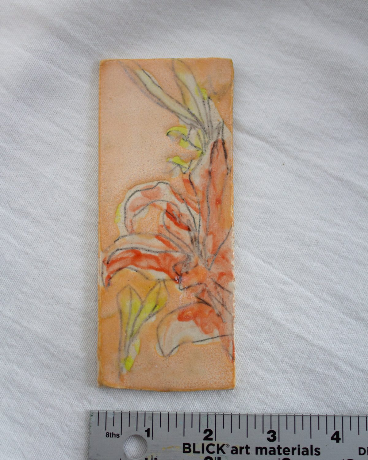 Mini Coral Orange Daylily 2 inch x 5 inch Ceramic Tile No. 34