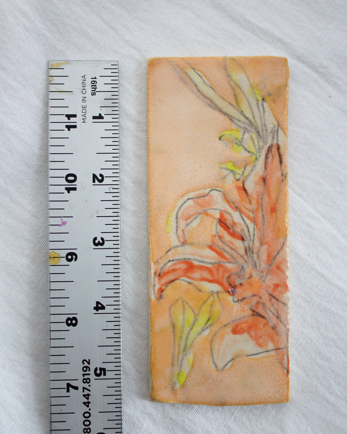 Mini Coral Orange Daylily 2 inch x 5 inch Ceramic Tile No. 34