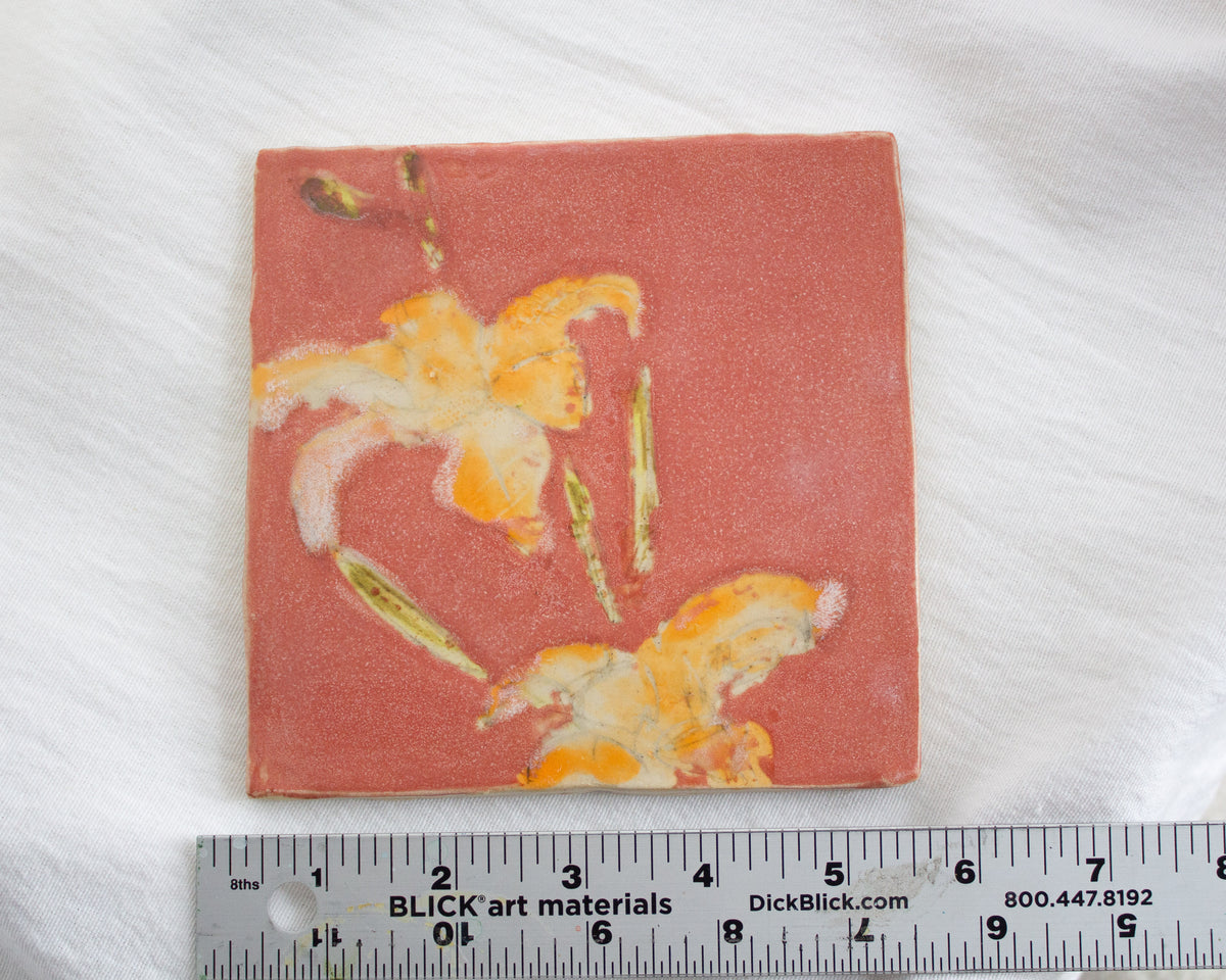 Pink Daylily 5.5 inch Square Ceramic Tile No. 35