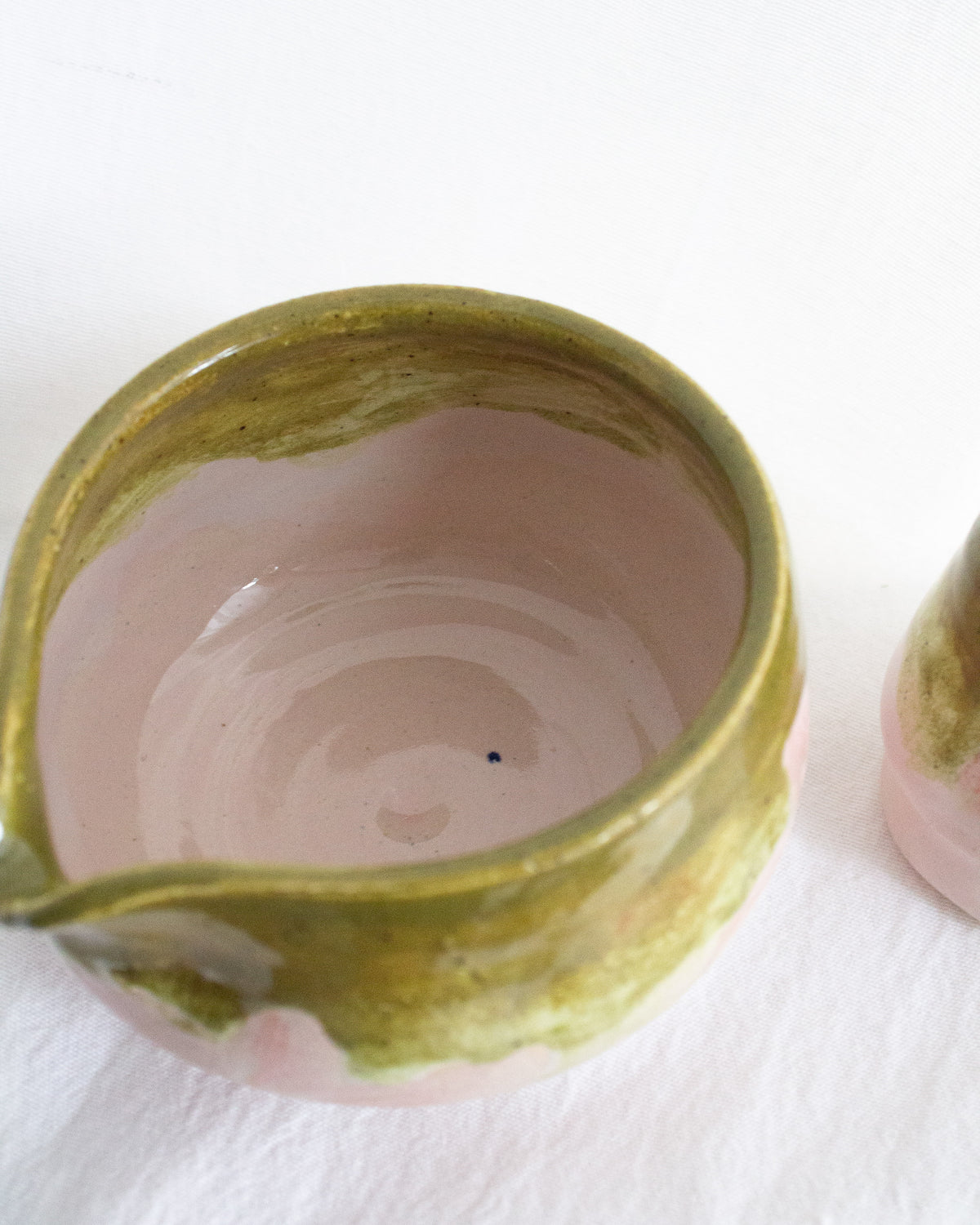 Hand Painted Olive and Pink Matcha Set No. 66