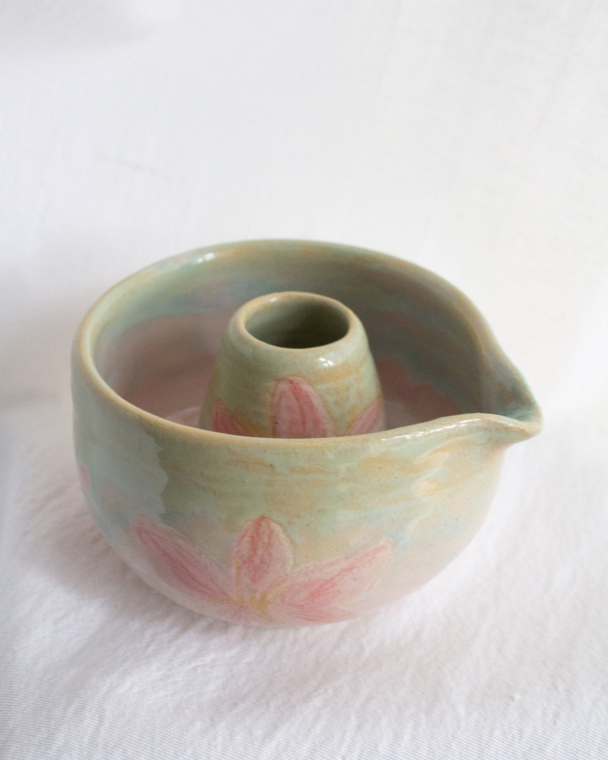 Hand Painted Pink and Teal Matcha Set No. 65