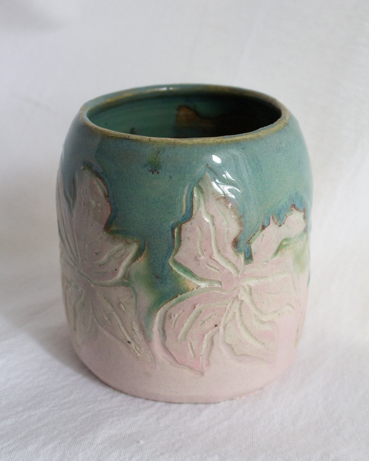 SMALL Turquiose and Pink Carved Lily Cup No. 58
